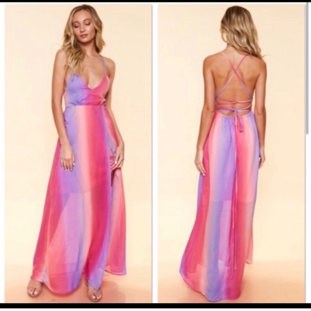 Maxi Dress Pink and lavender striped